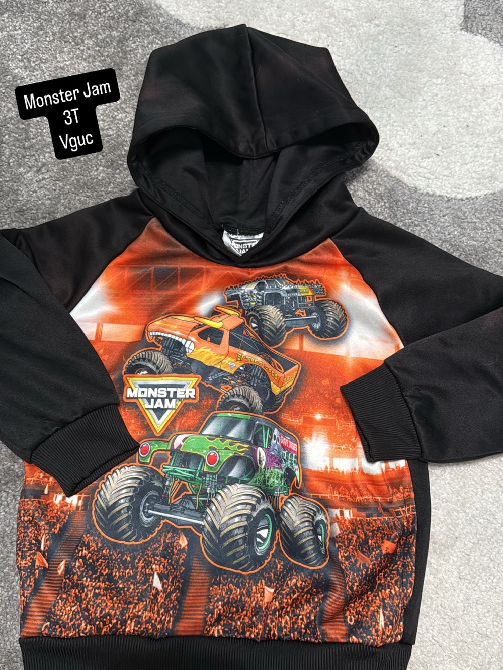 Monster Jam Boys' Black & Orange Hooded Pullover - 3T